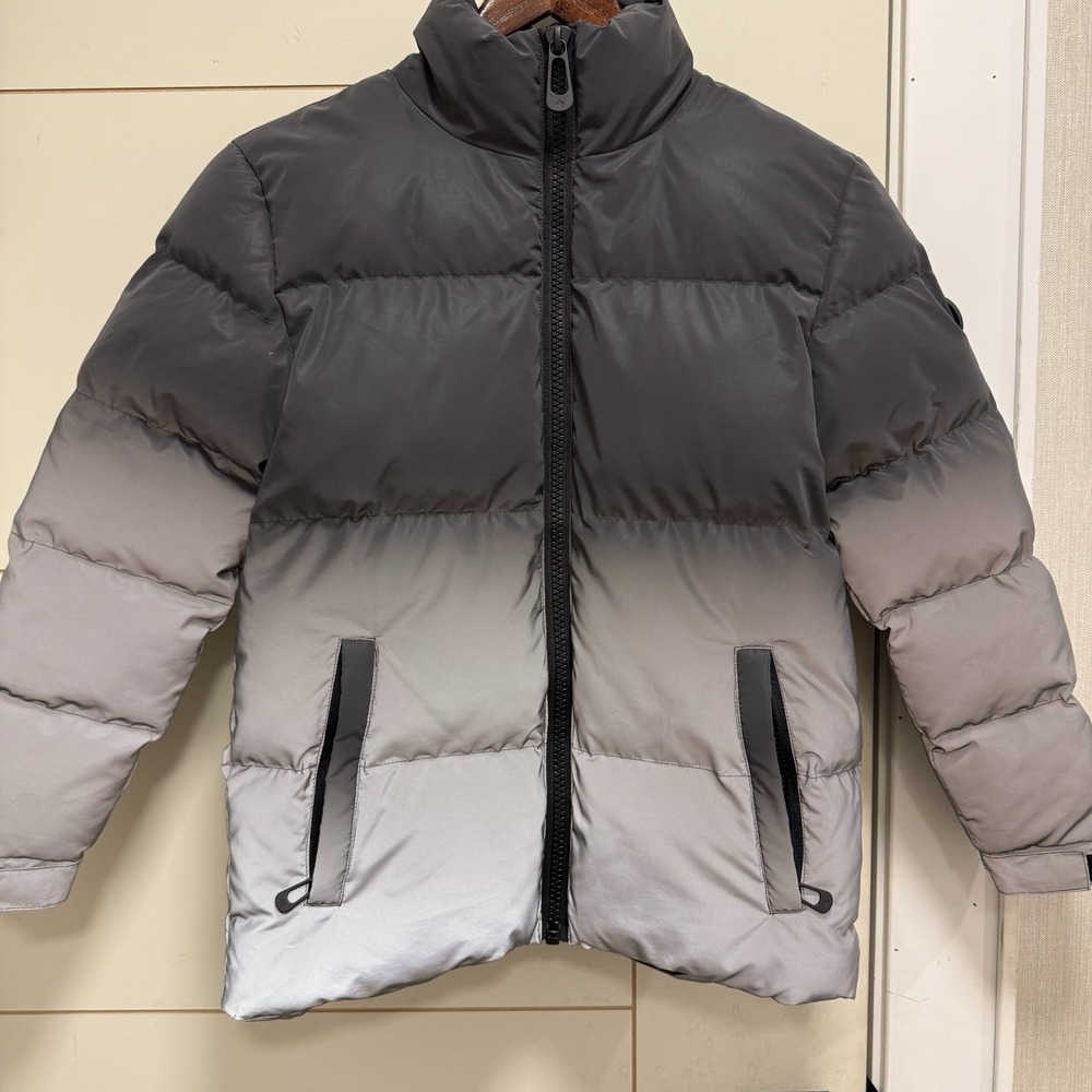 Noize Reflective Puffer Jacket Kids 10 Black Silver Grey